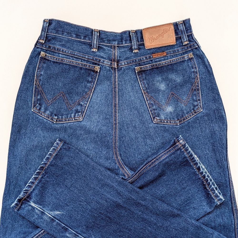 29x33 Vintage Wrangler Jeans USA Ultra High Waisted Rise Straight Leg 80s Horse